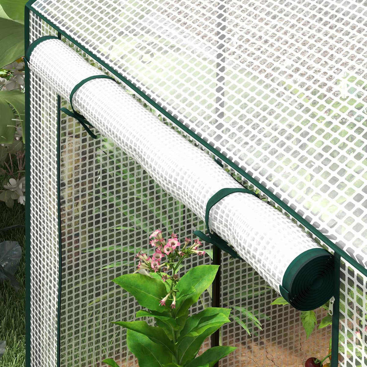 Foil greenhouse greenhouse with double door, windproof tomato house, white, 100x80x150cm