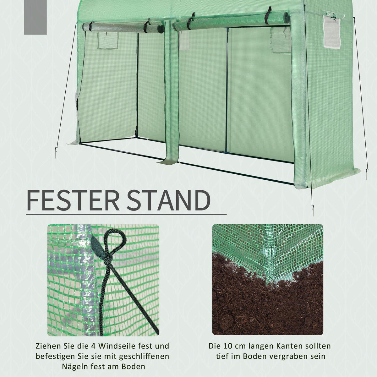 Foil greenhouse tomato greenhouse greenhouse 300 x 100 x 200 cm with 4 windows and 2 doors made of PE plastic and steel, ideal for garden