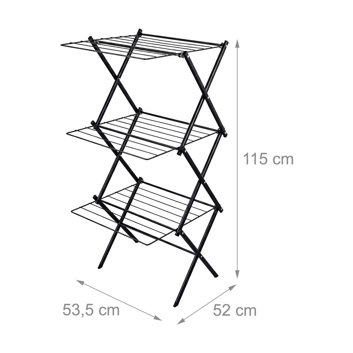 Foldable 3-Tier Clothes Drying Rack – Black, Space-Saving