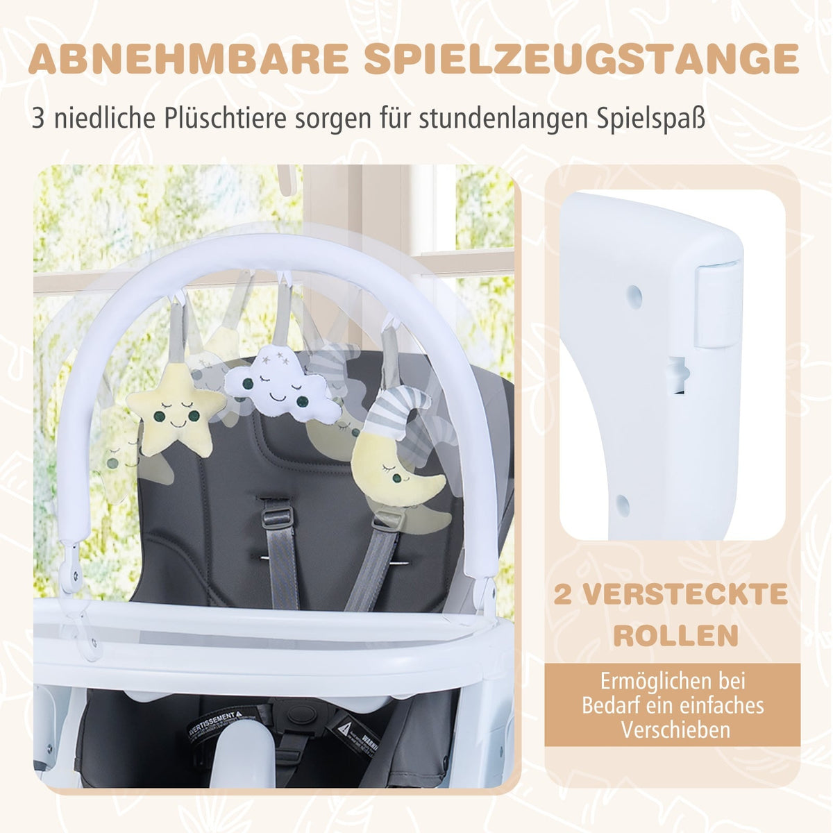 Foldable Baby High Chair with Recline & Adjustable Backrest