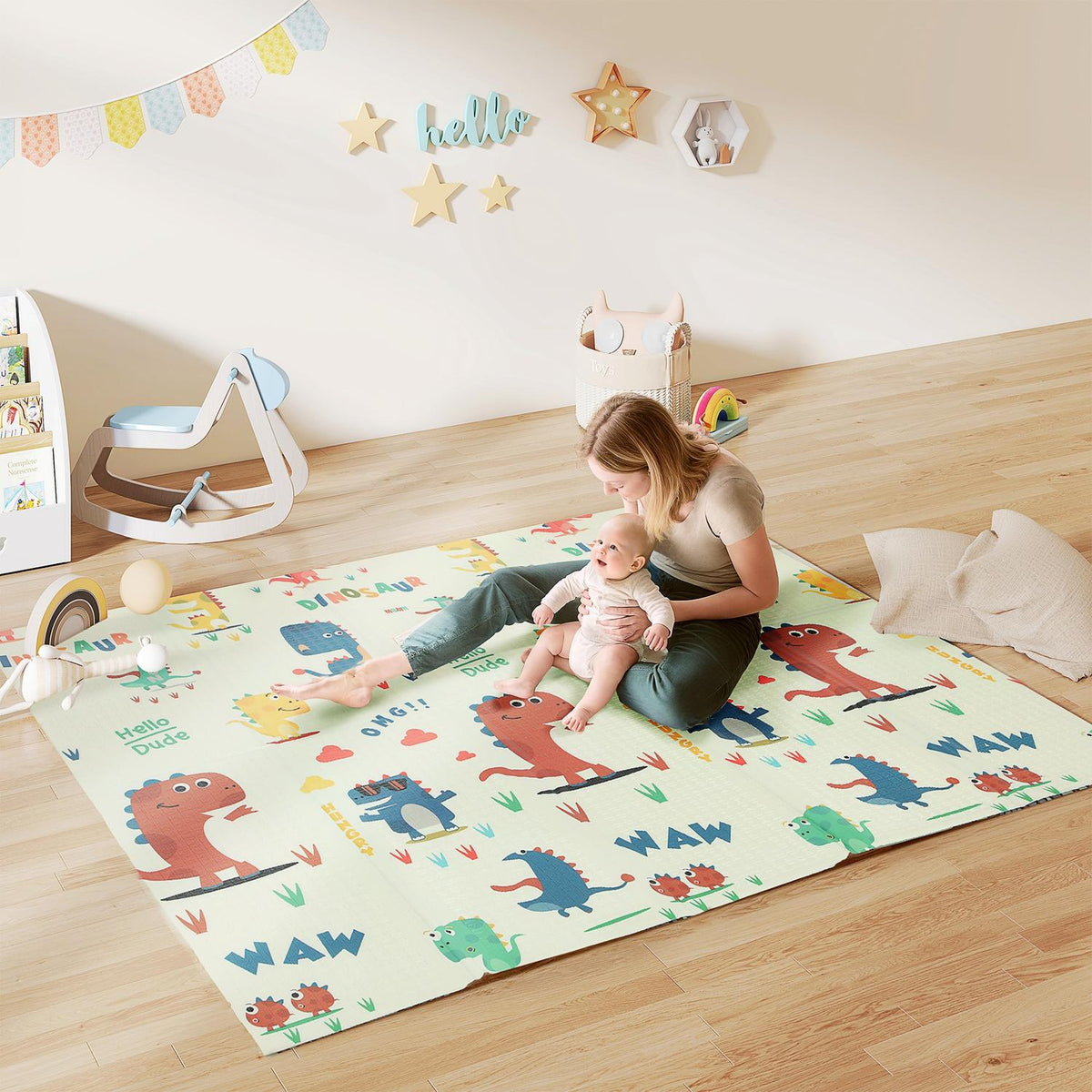Foldable Baby Play Mat, Double-Sided, 196x176 cm, Multicolor