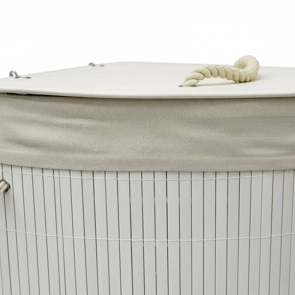Foldable Bamboo Corner Laundry Bin with Lid