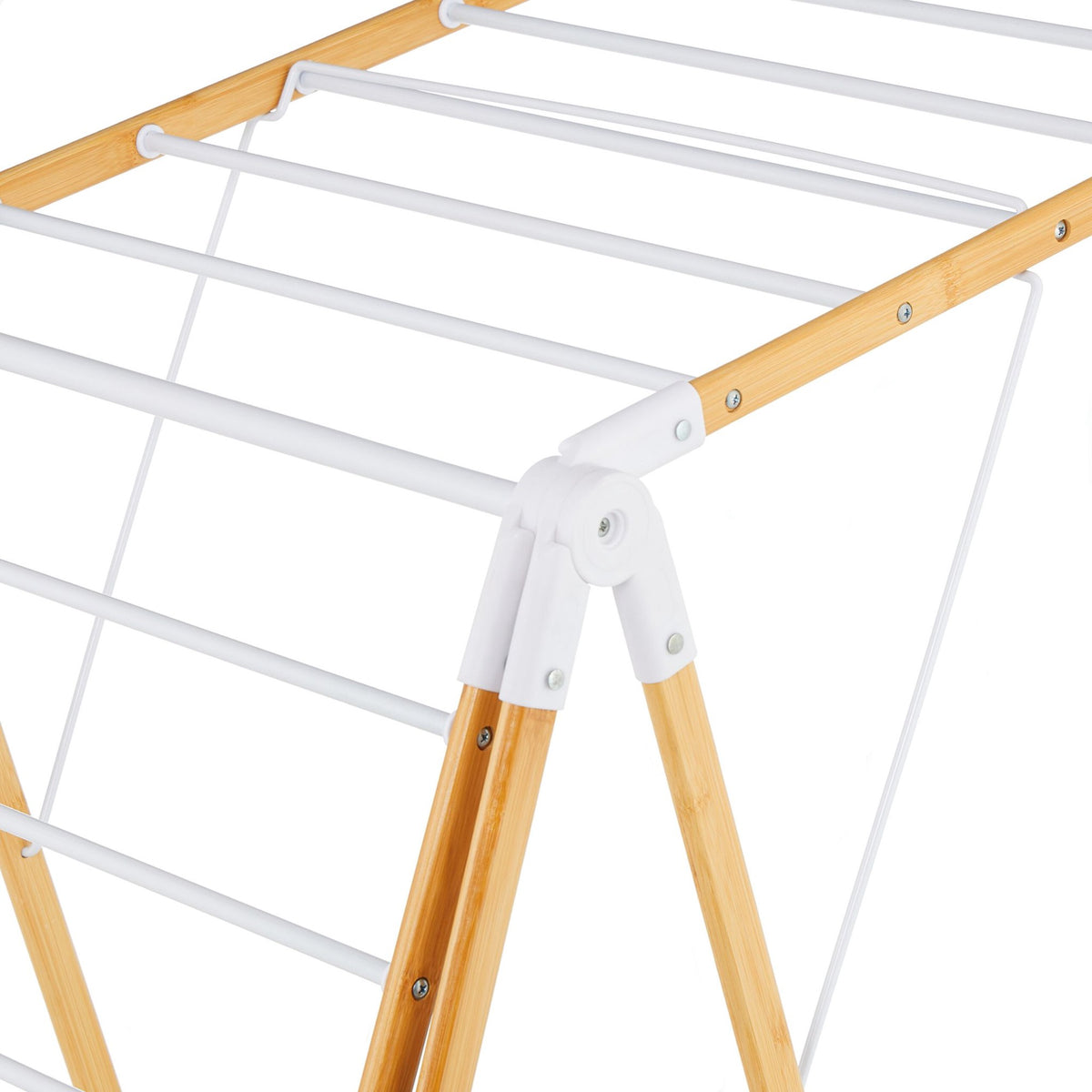 Foldable Bamboo & Metal Laundry Rack with Wings
