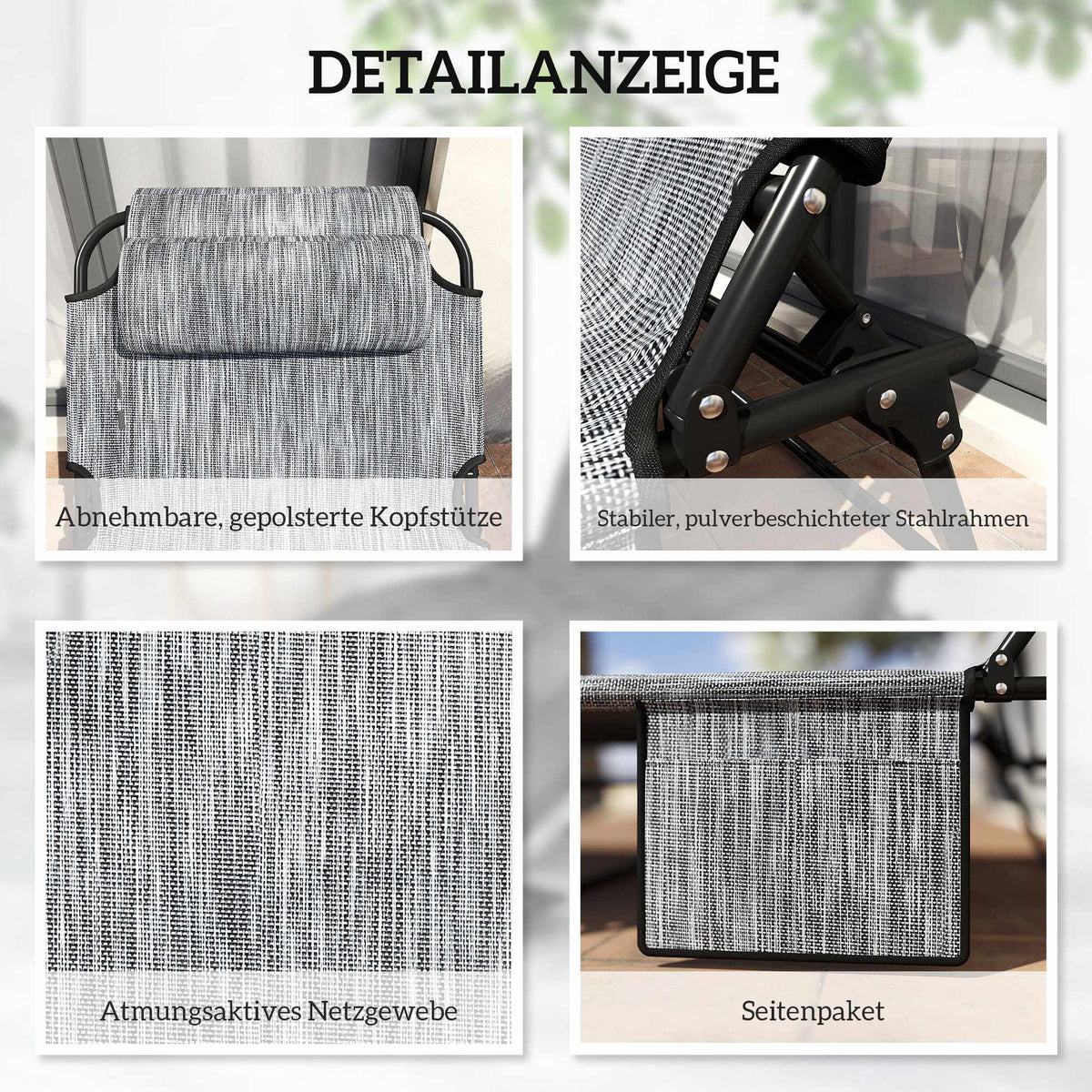 Foldable Camping Bed with Adjustable Backrest and Pillow