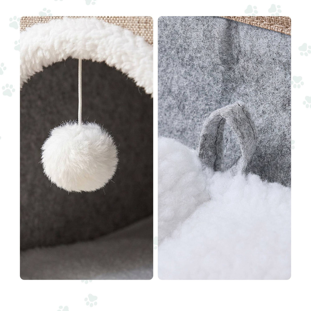Foldable Cat Cave with Scratch Pad, Beige, 34x60x40 cm