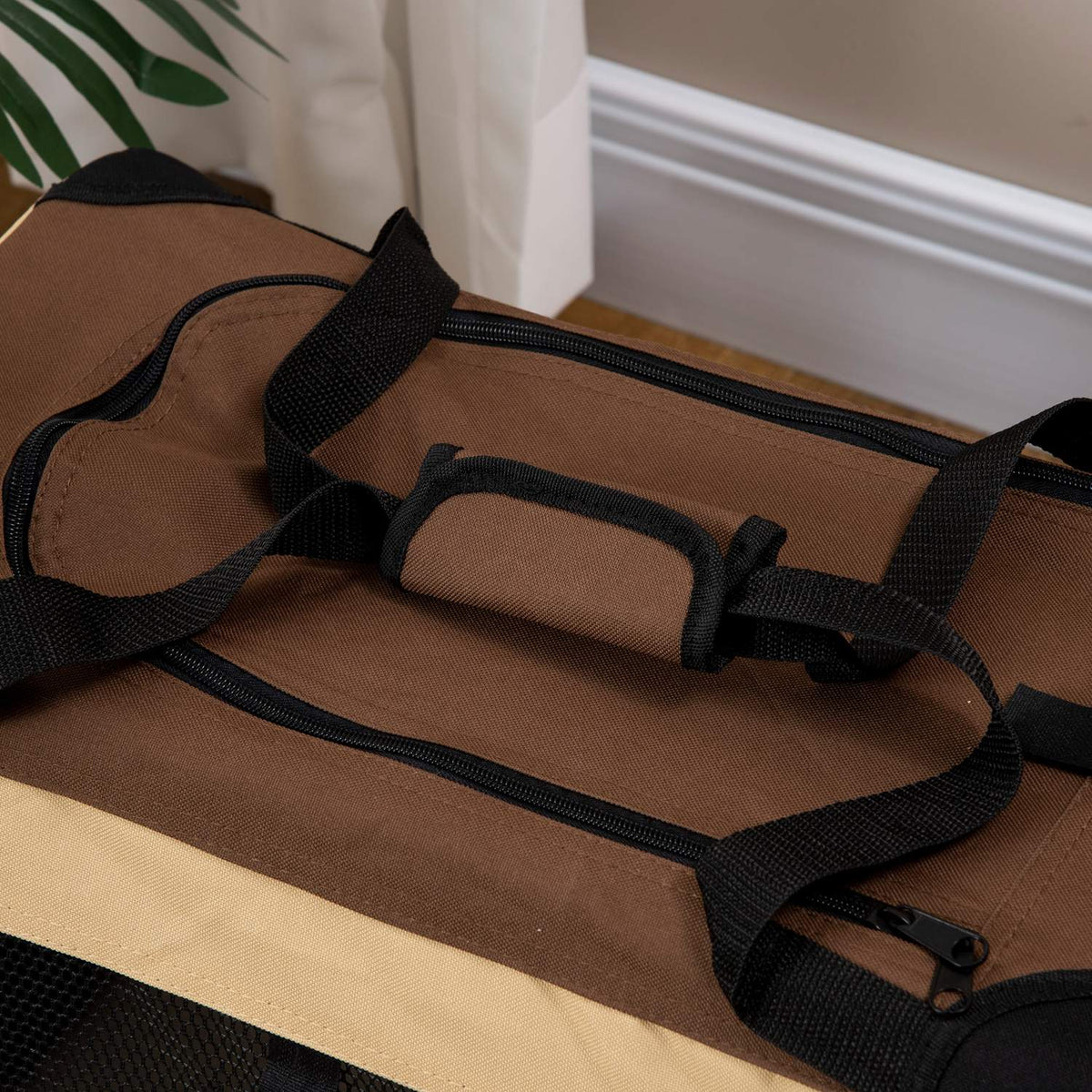 Foldable Dog Box, Dog Bag, Transport Bag With Cushion, For Minimal Dogs Up To 4 Kg, Outdoor, Brown