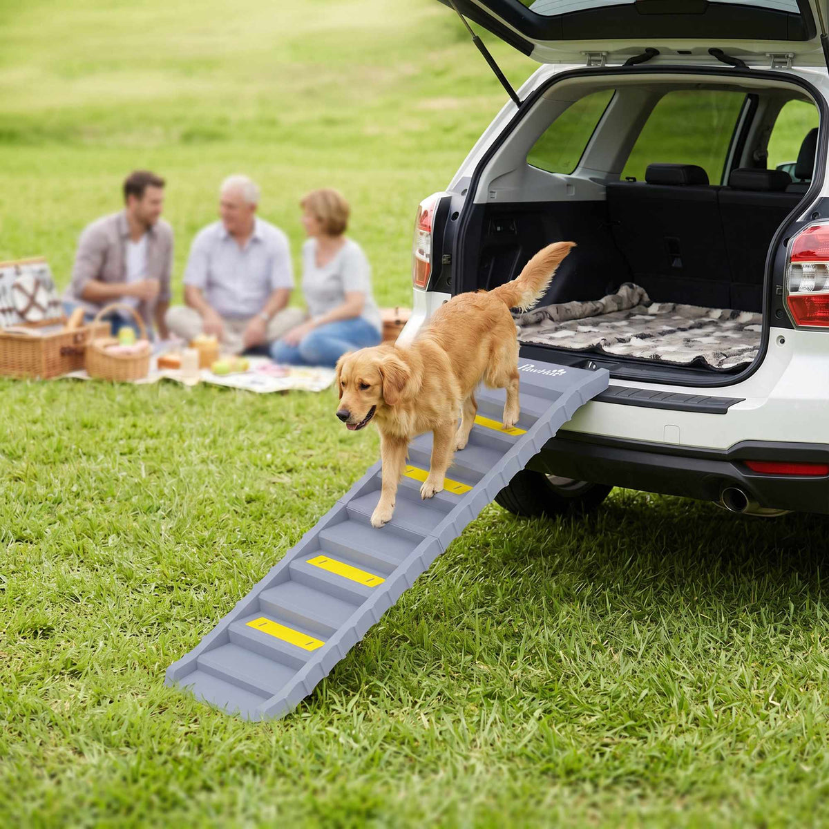 Foldable Dog Ramp with 10 Steps, Non-Slip, 154x40cm, 25kg Capacity