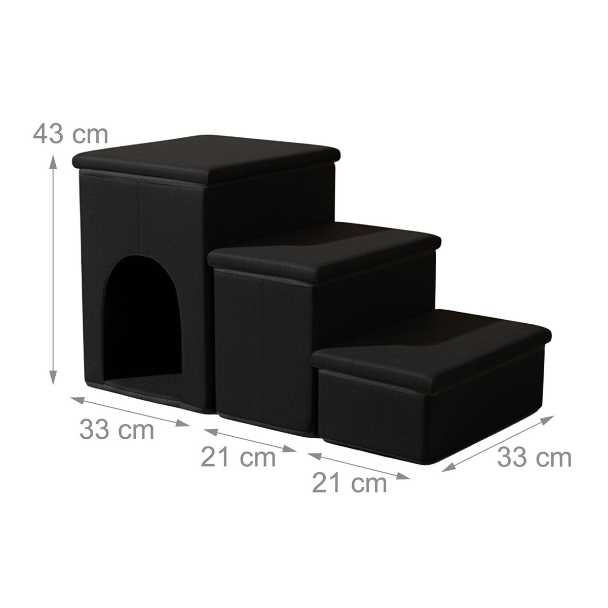 Foldable Dog Stairs, 3 Steps with Storage and Non-Slip Base