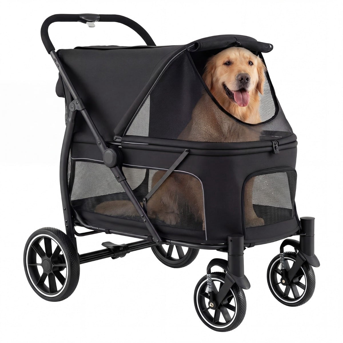 Foldable Dog Stroller with All-Terrain Wheels, Black