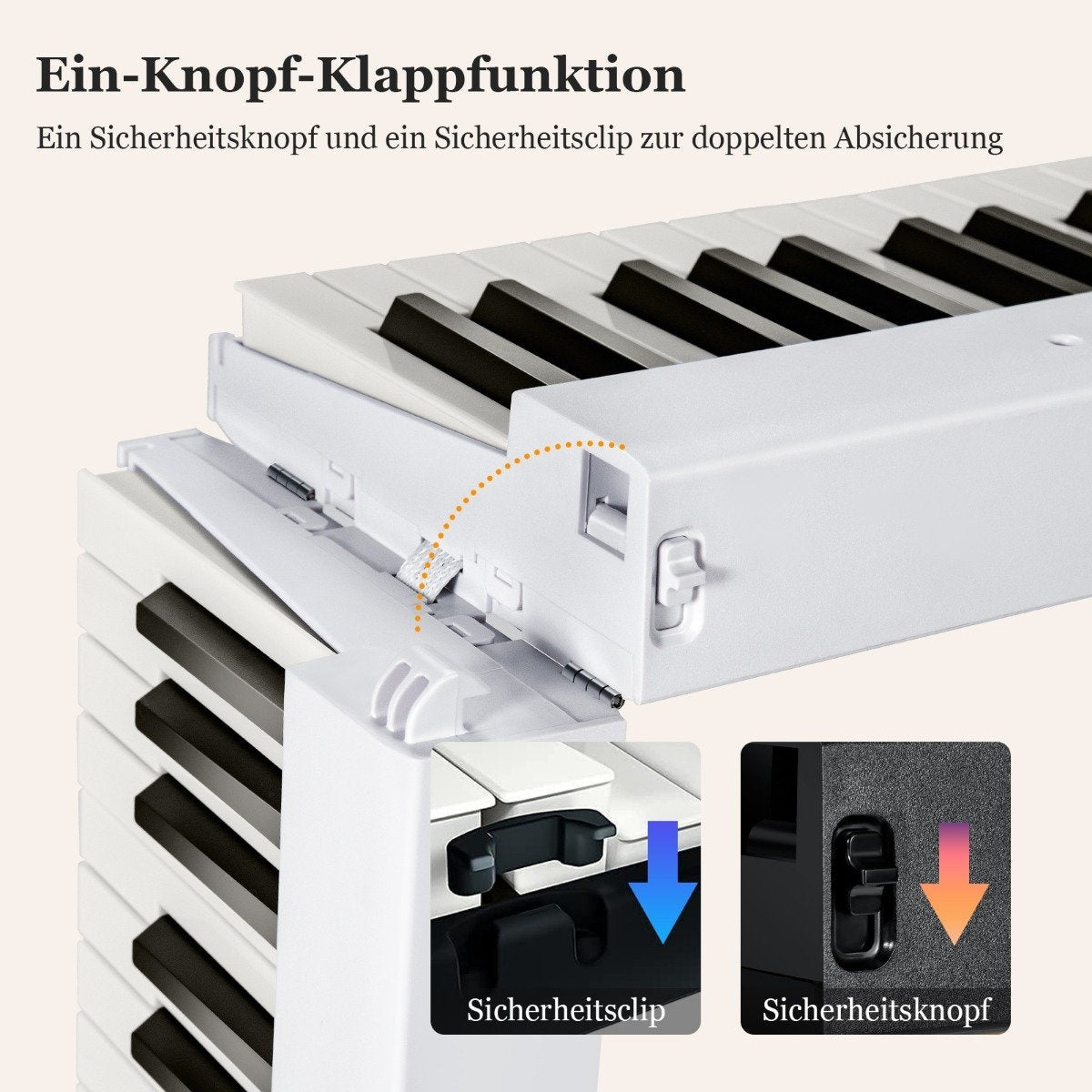 Foldable E-Keyboard Foldable with 88 Illuminated Keys Digital Keyboard Digital Keyboard White