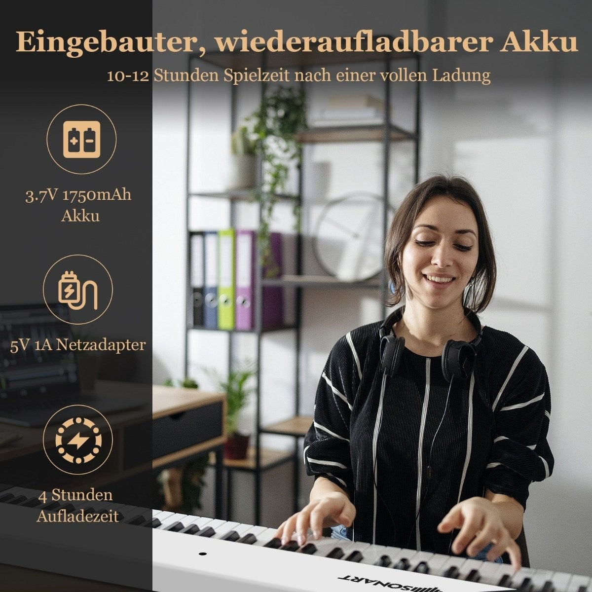 Foldable E-Keyboard Foldable with 88 Illuminated Keys Digital Keyboard Digital Keyboard White