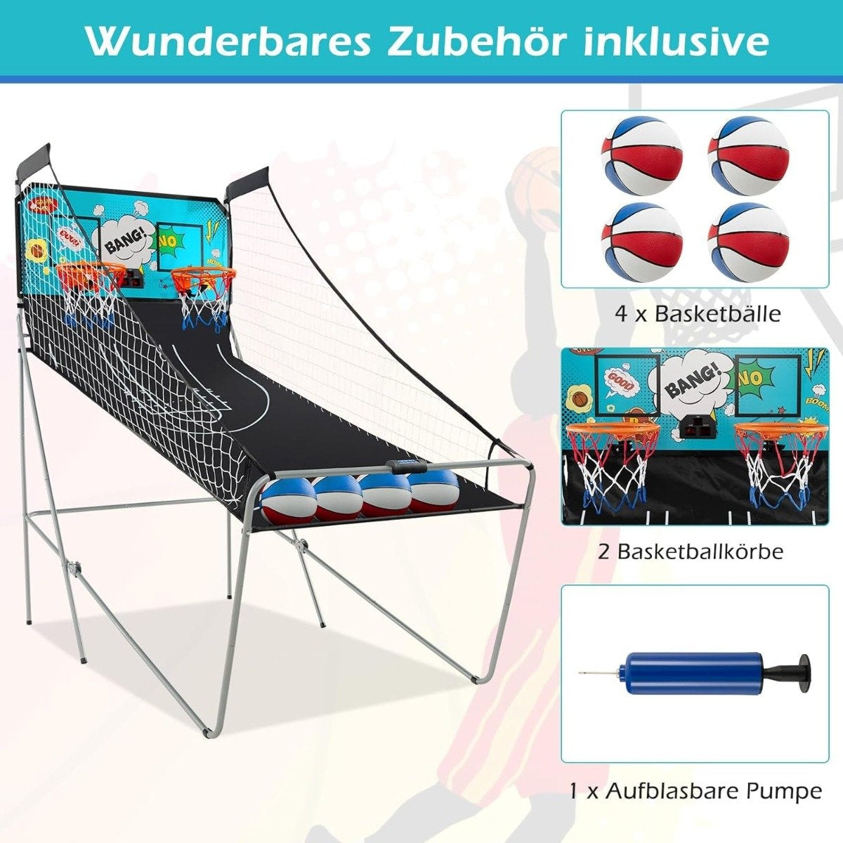 Foldable Electronic Basketball Arcade Game with 8 Modes