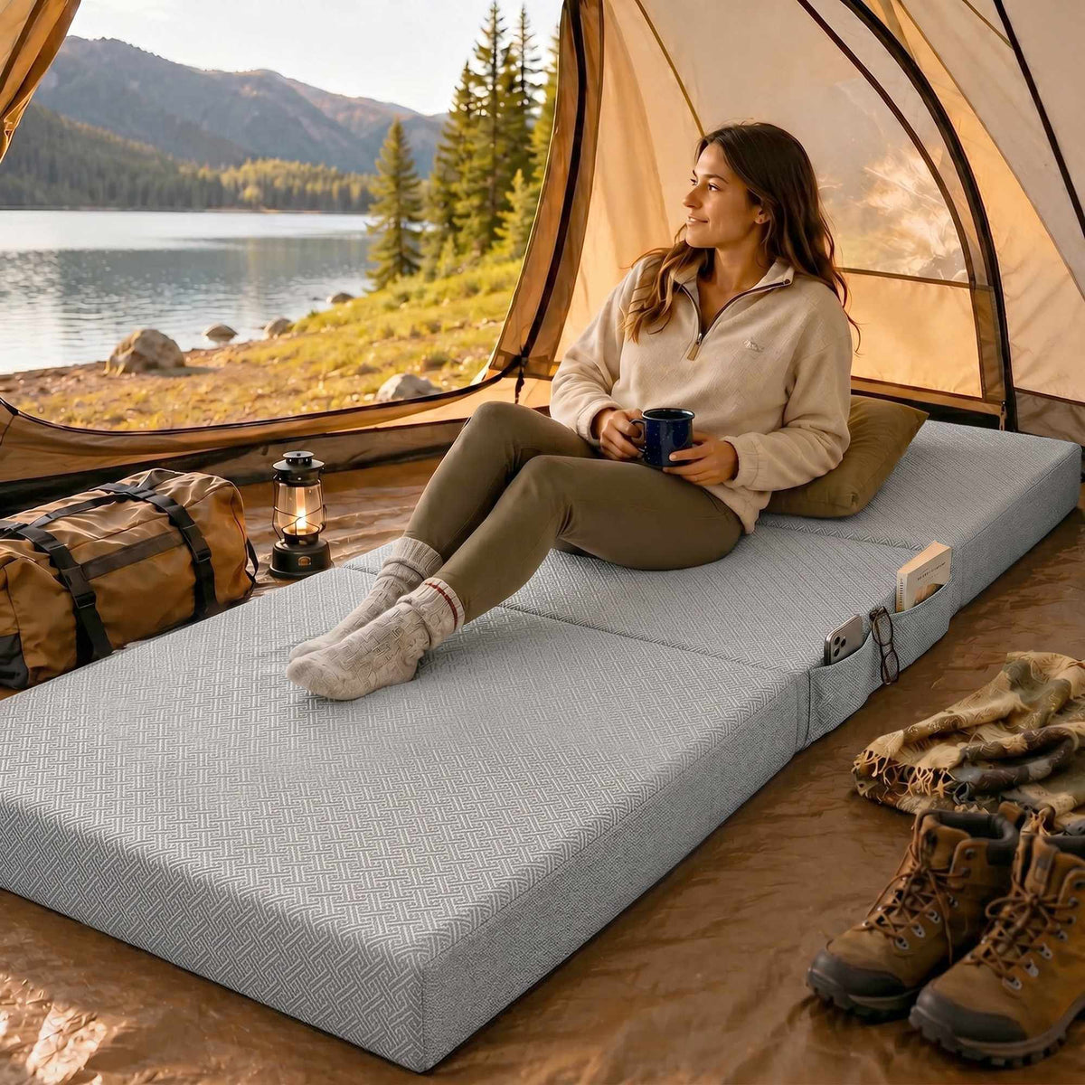 Foldable Gel Foam Mattress 90x200 cm with Washable Cover