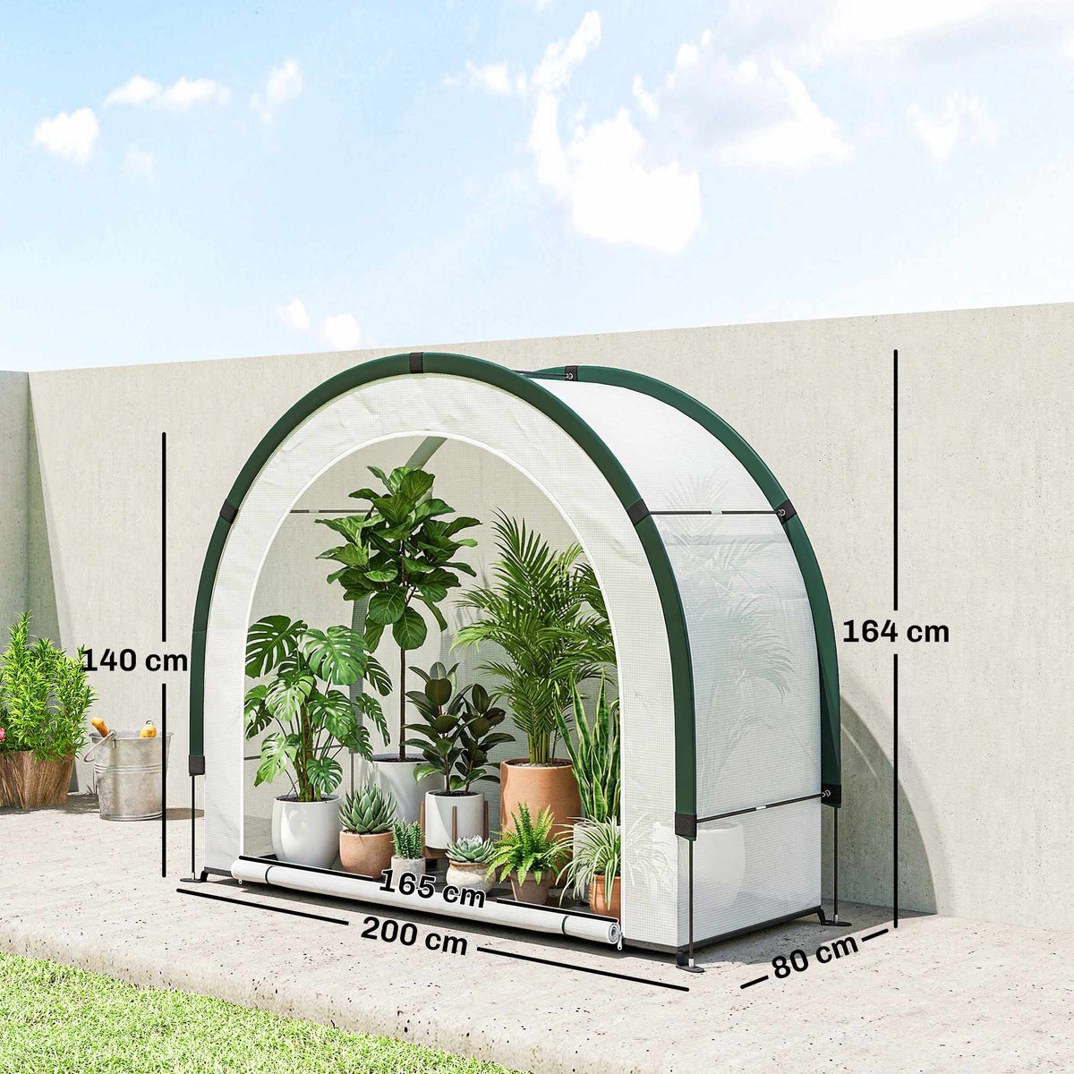 Foldable Greenhouse with PE Cover, 200 x 80 x 164 cm