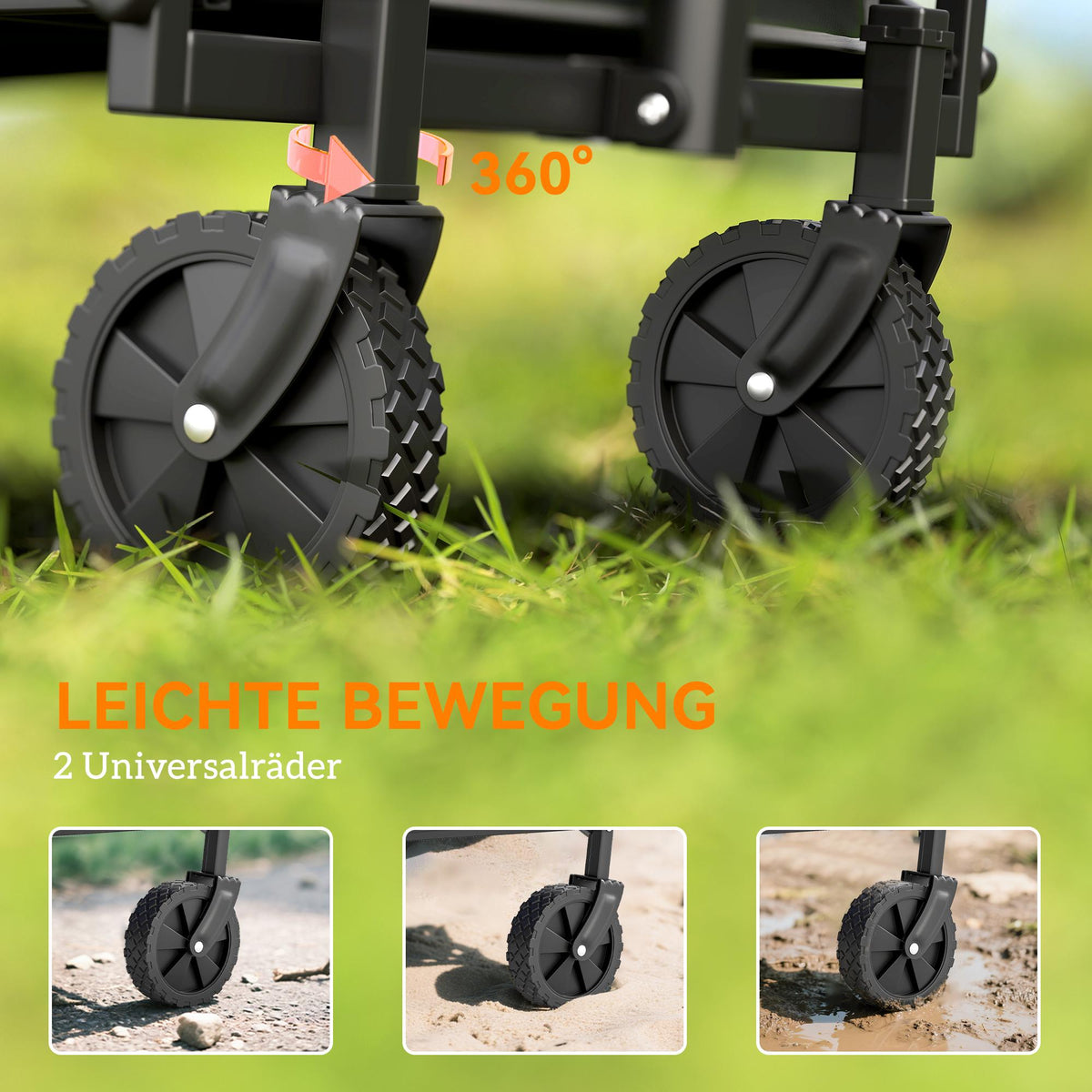 Foldable Handcart with Adjustable Handle, 60kg Capacity