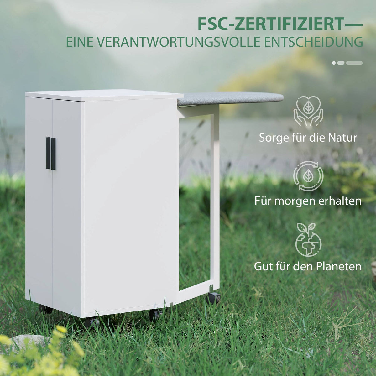 Foldable Ironing Board Cabinet with Heat-Resistant Surface