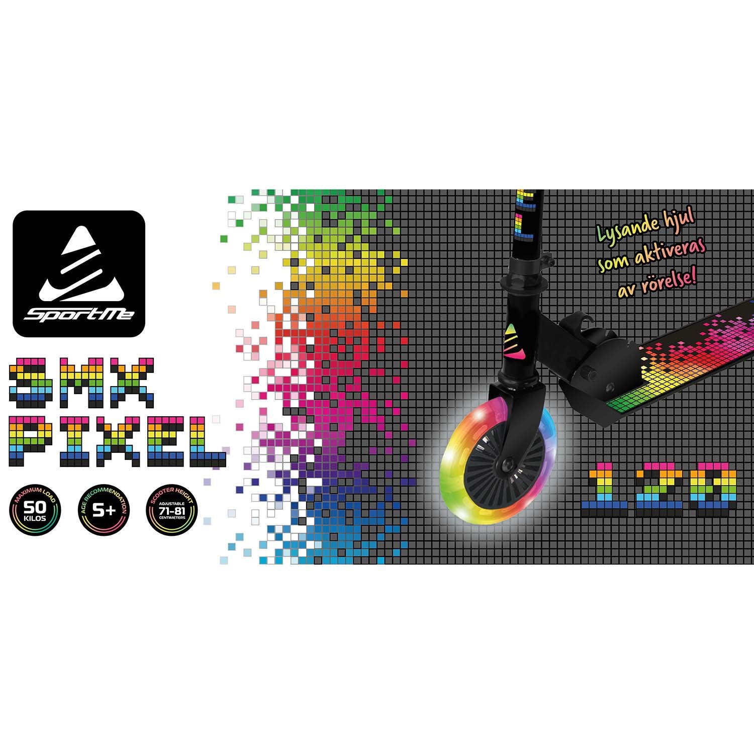 Foldable Kick Scooter, 120mm Light-Up Wheels, Adjustable Height