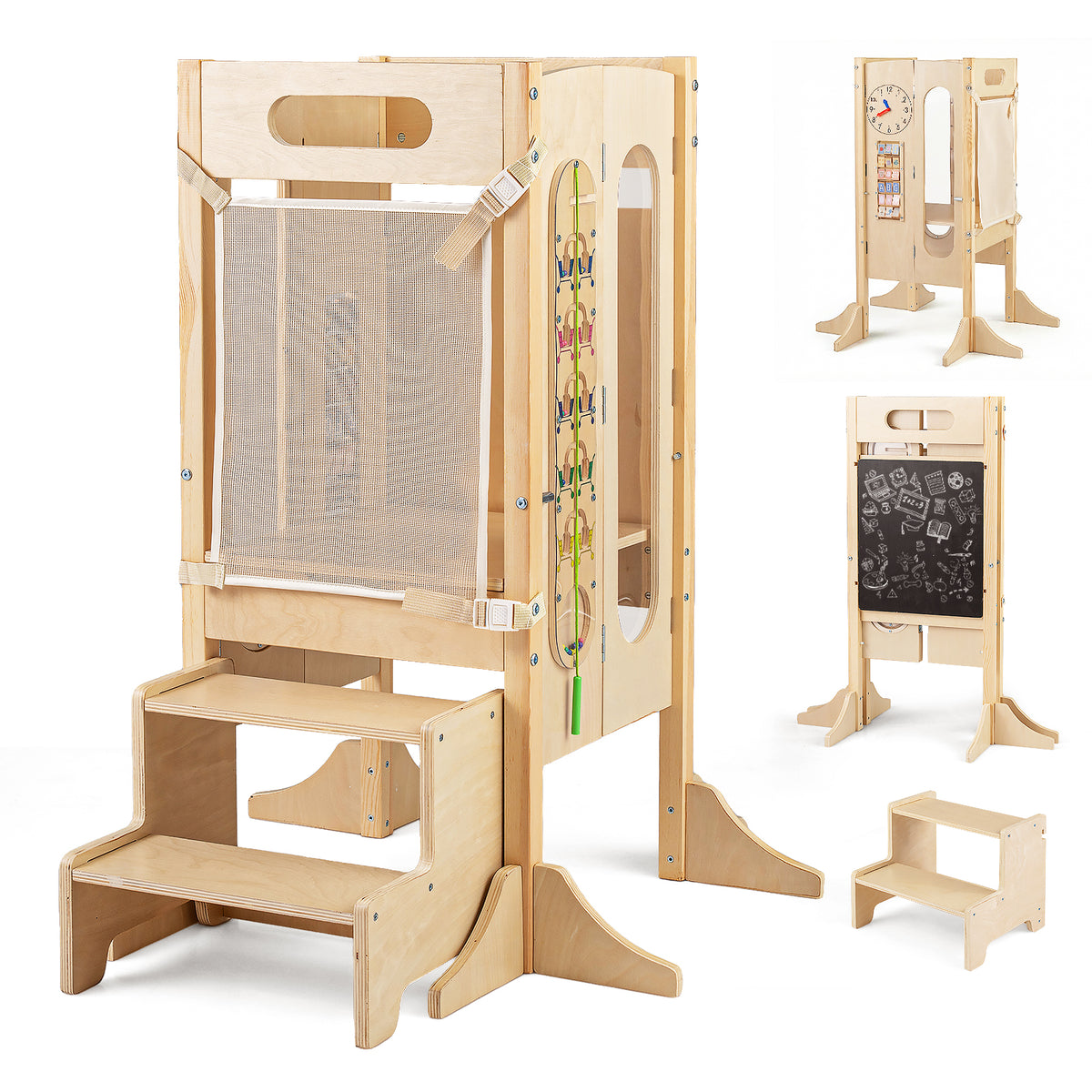 Foldable Learning Tower with Blackboard & Safety Net
