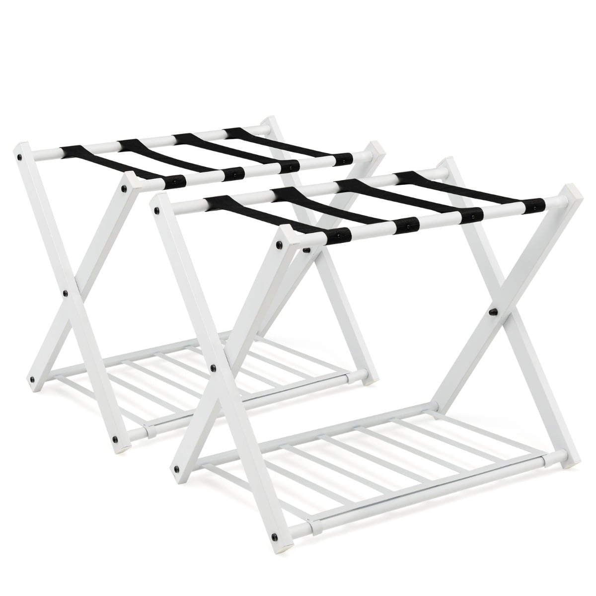 Foldable Luggage Rack Set, 2-Tier, Iron, 60kg Capacity