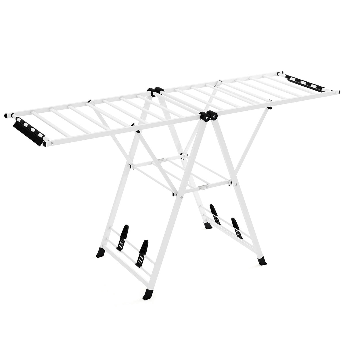 Foldable Metal Clothes Drying Rack With Adjustable Wings
