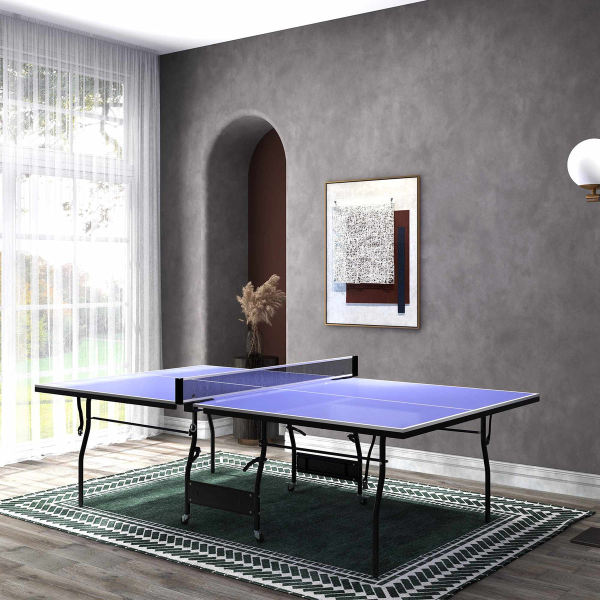 Foldable Mid-Size Table Tennis Table with Net & Balls