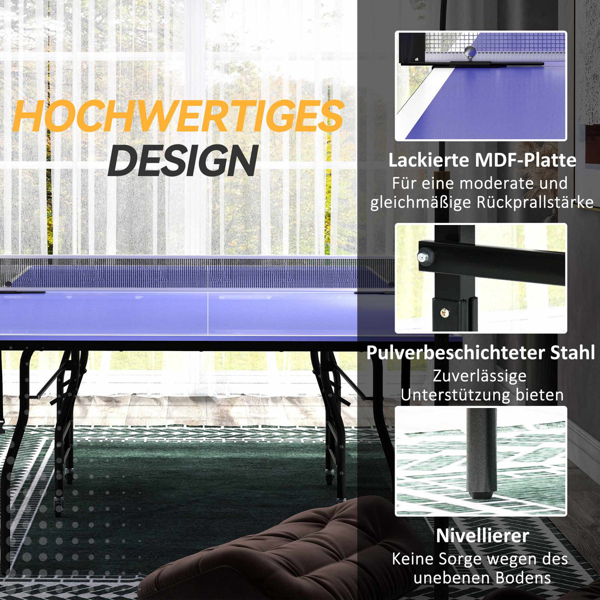 Foldable Mid-Size Table Tennis Table with Net & Balls