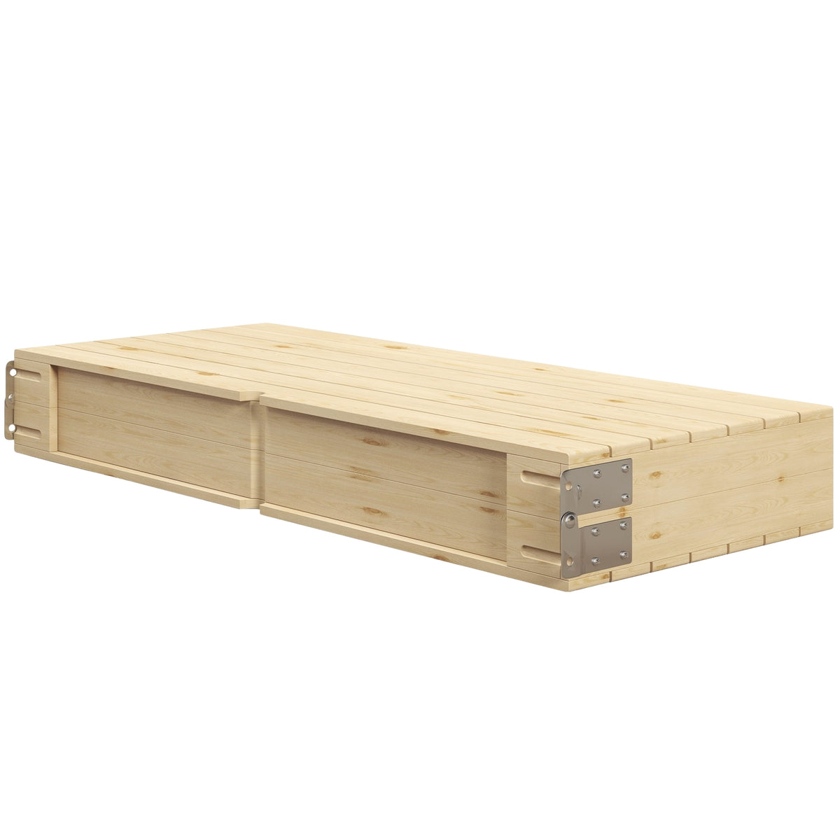 Foldable Picnic Table Garden Seating Group With Bench & Umbrella Hole, Portable Seating Group, Fir Tree, Natural