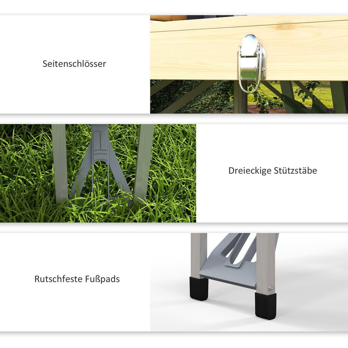 Foldable Picnic Table Garden Seating Group With Bench & Umbrella Hole, Portable Seating Group, Fir Tree, Natural