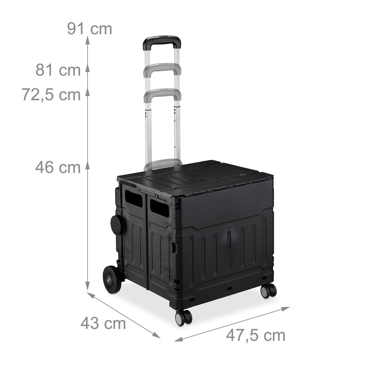 Foldable Shopping Cart with Lid and Telescopic Handle