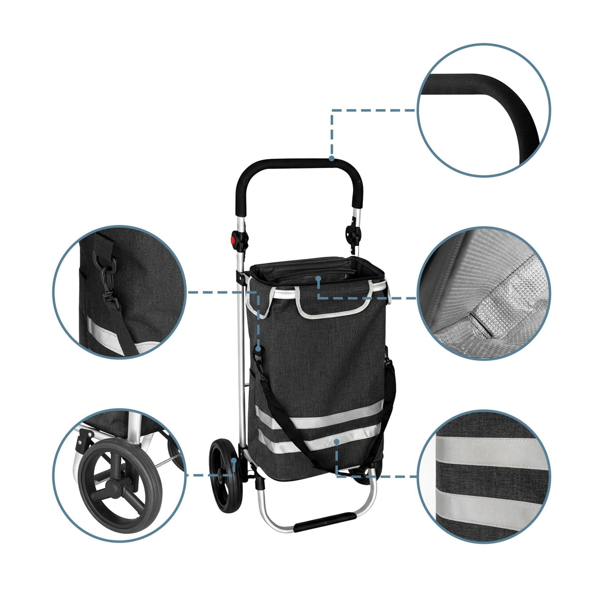 Foldable Shopping Trolley, 45L Capacity, Cooler Bag