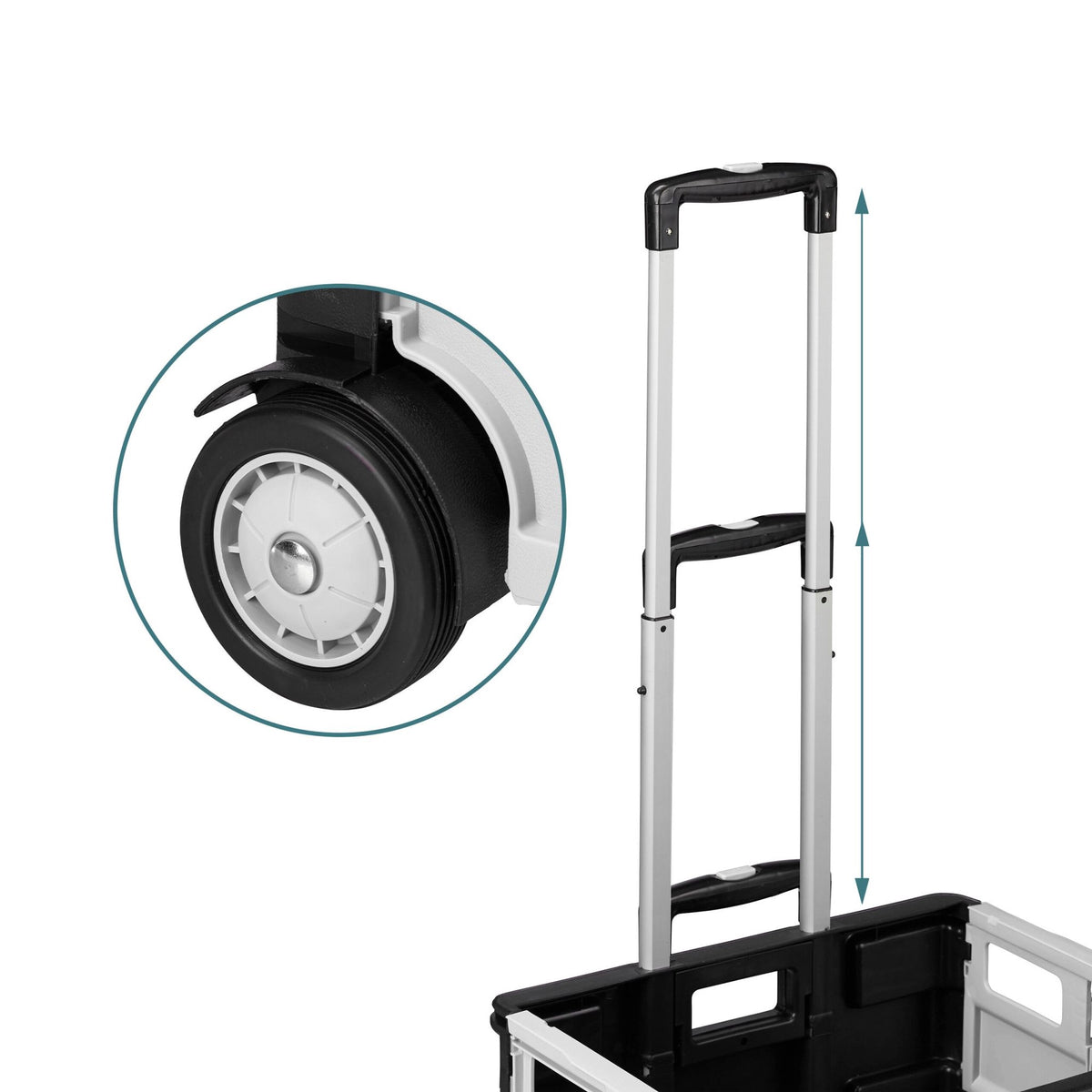 Foldable Shopping Trolley, 50L Capacity, White
