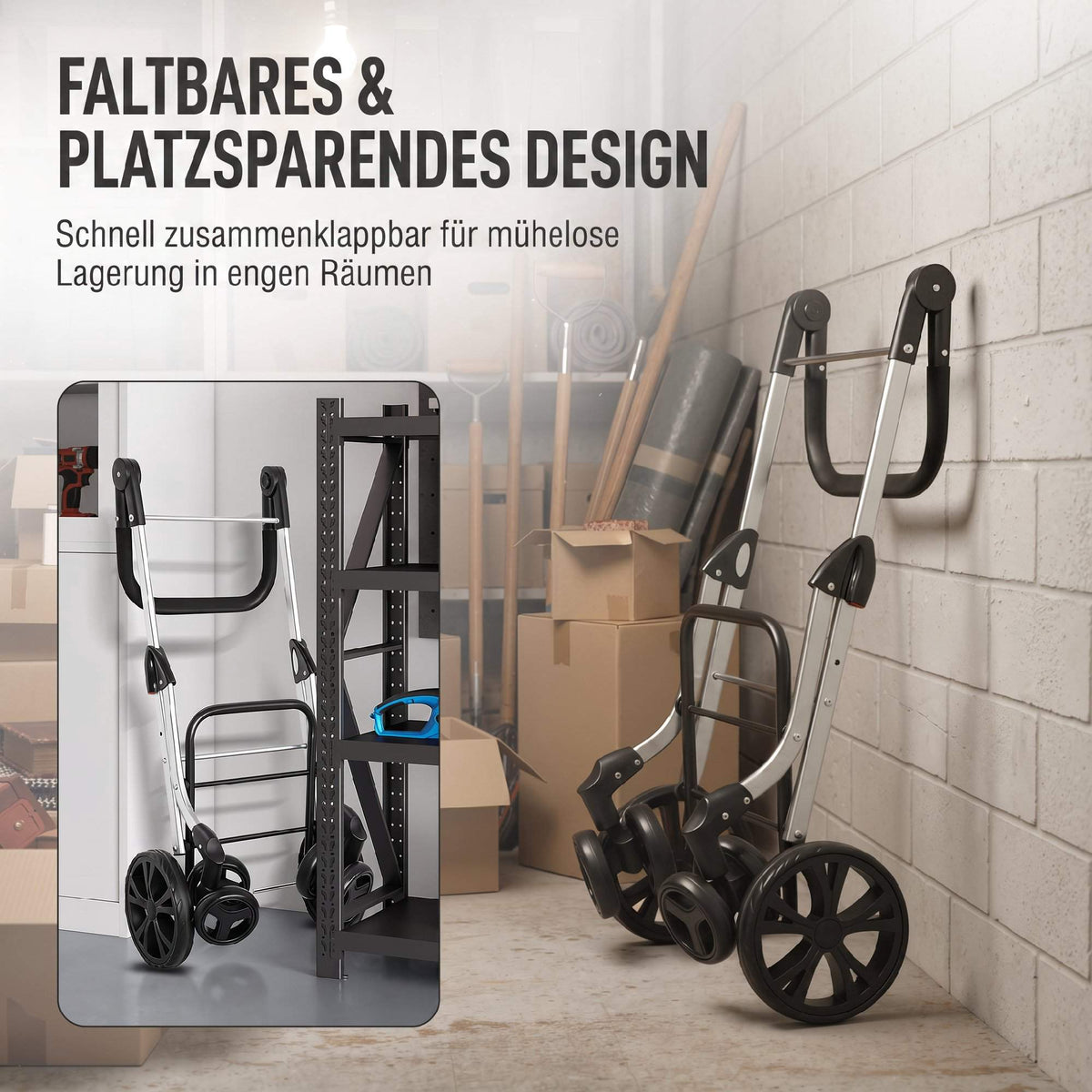 Foldable Shopping Trolley with Cooler Bag, 46L, Dark Grey