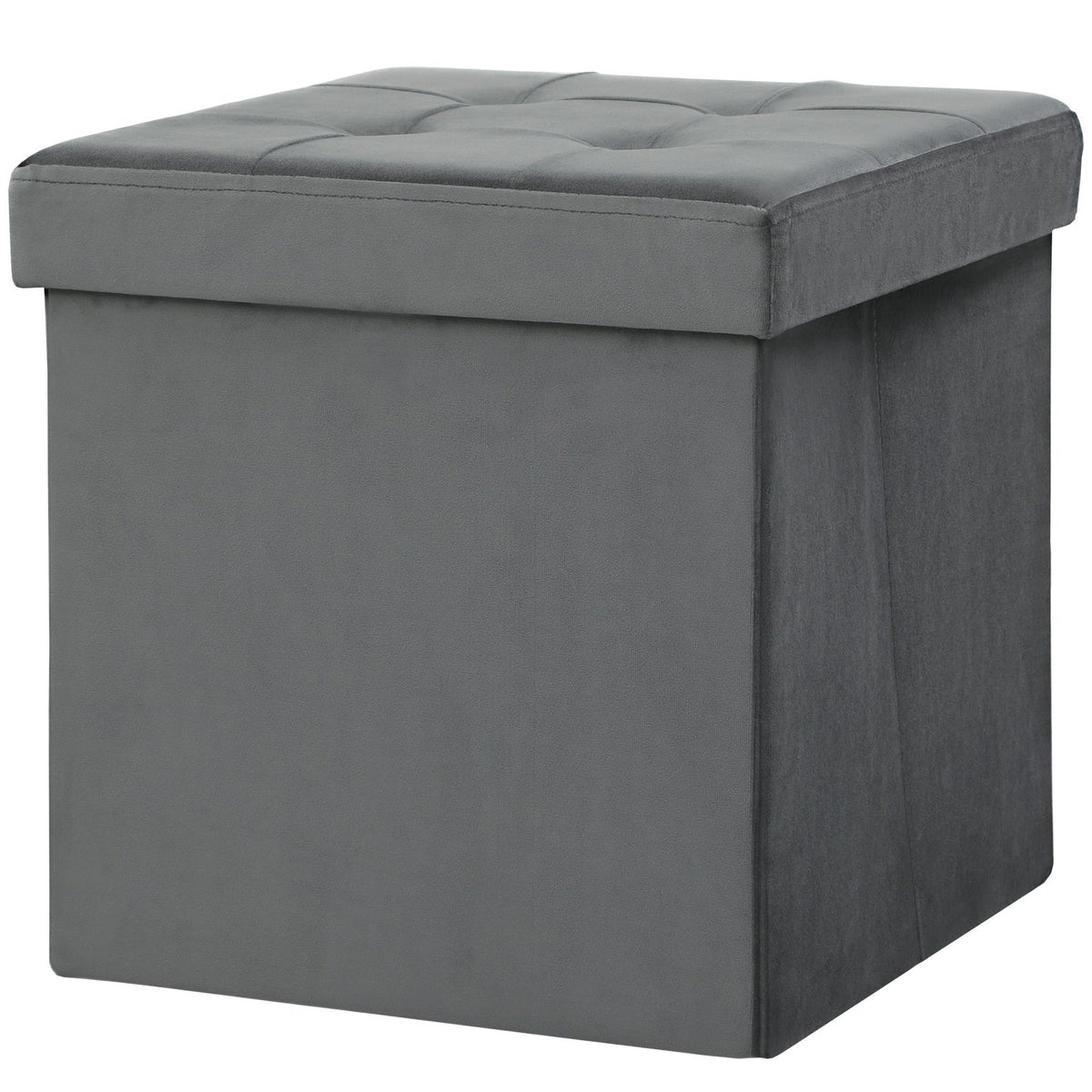 Foldable Storage Ottoman with Foam, MDF, Gray, 37.6L