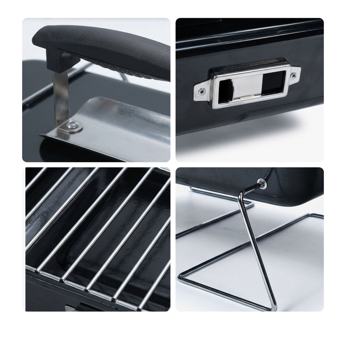 Foldable Tabletop Grill with Lid – Black, 36x56x30.5 cm