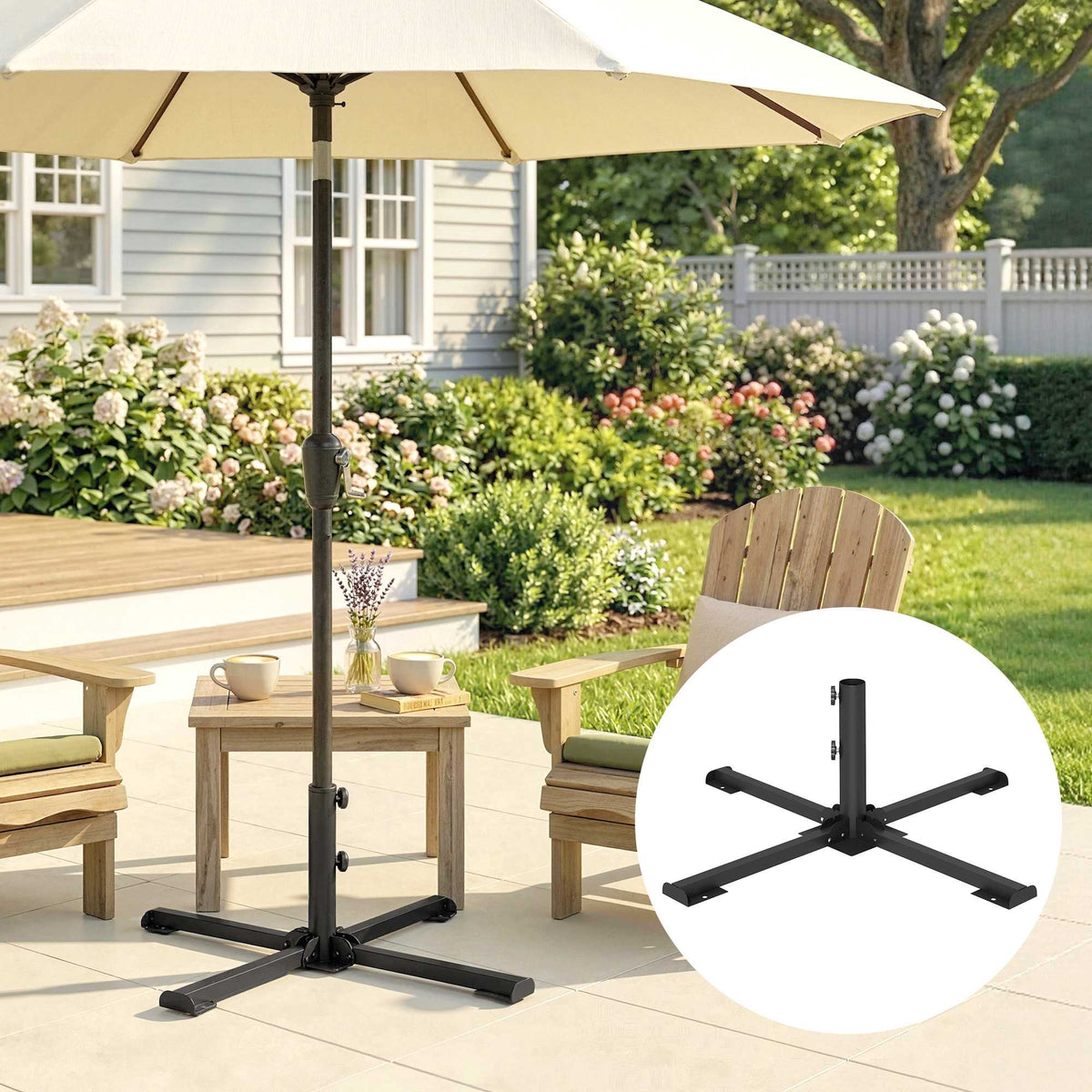 Foldable Umbrella Stand, Fits 38/48mm Poles, Dark Grey