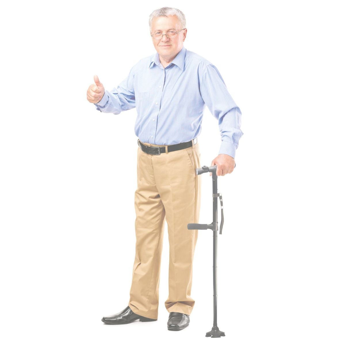 Foldable Walking Stick with LED Light and Tripod Base