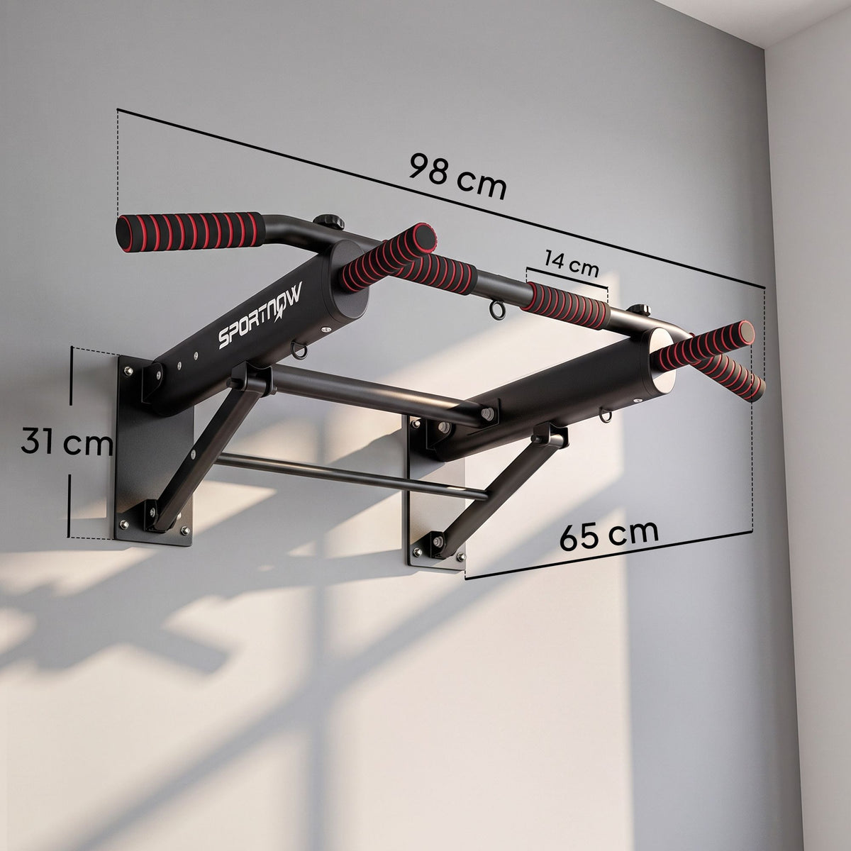 Foldable Wall-Mounted Pull-Up Bar, Non-Slip Foam Grips, Black