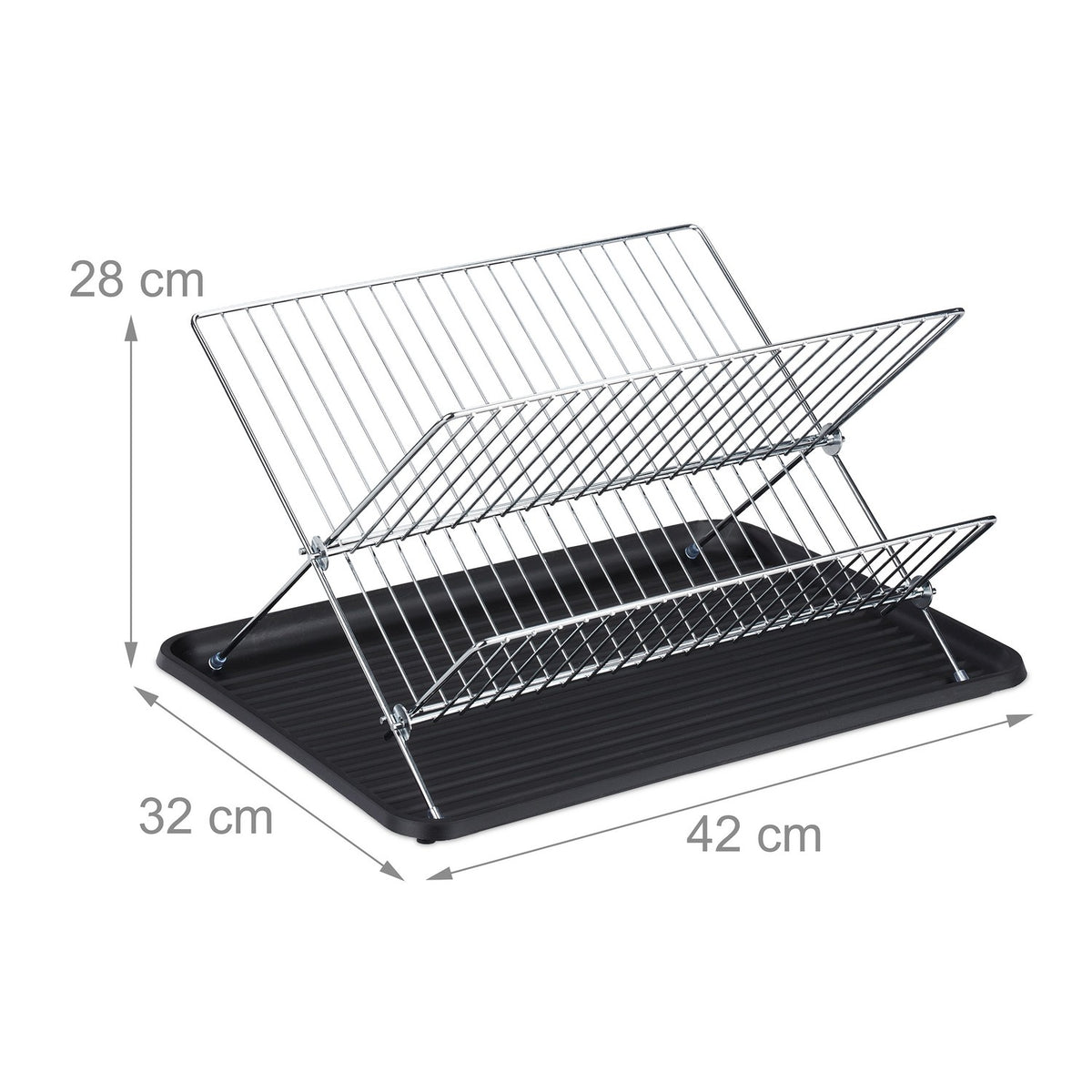 Foldable dish rack with drip tray