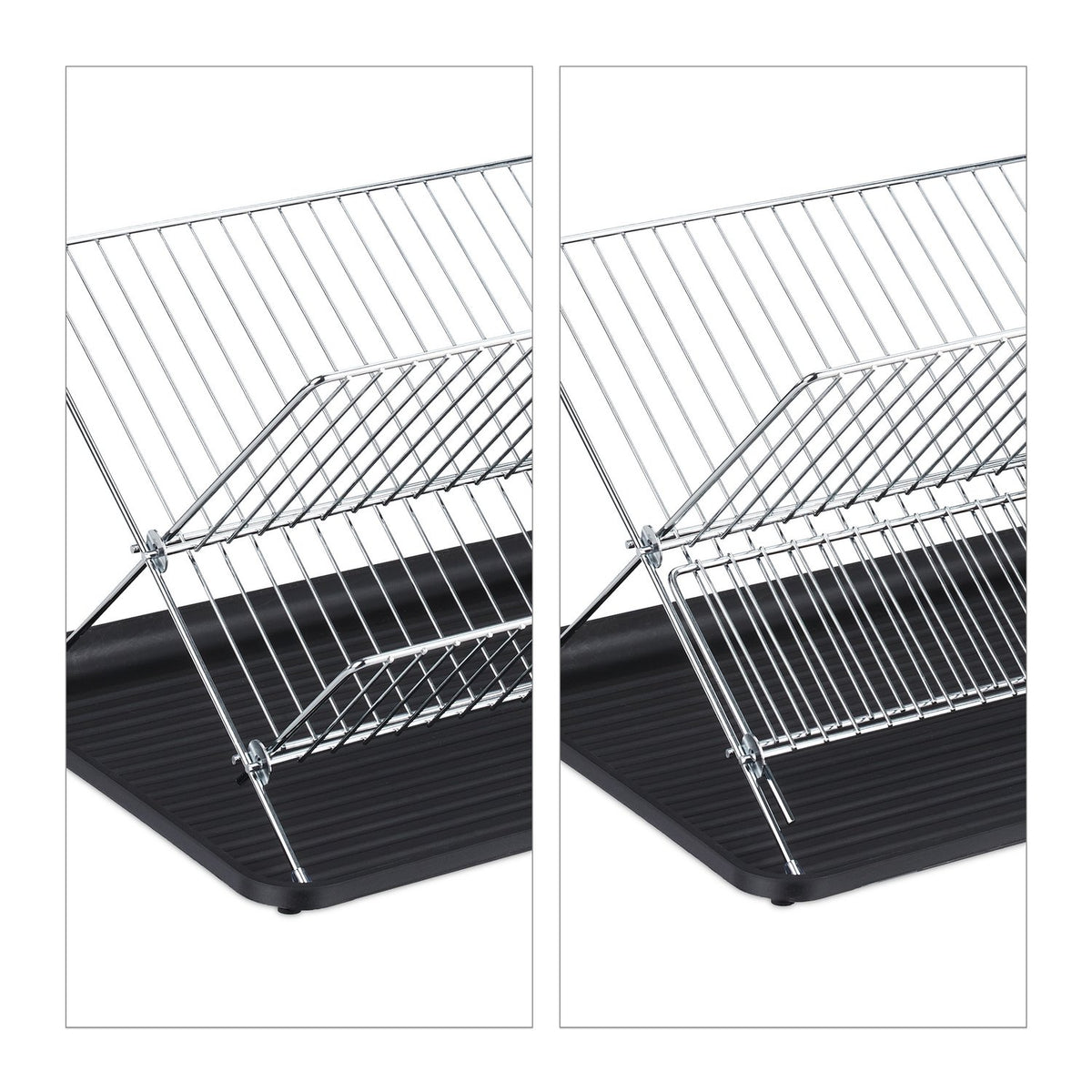 Foldable dish rack with drip tray