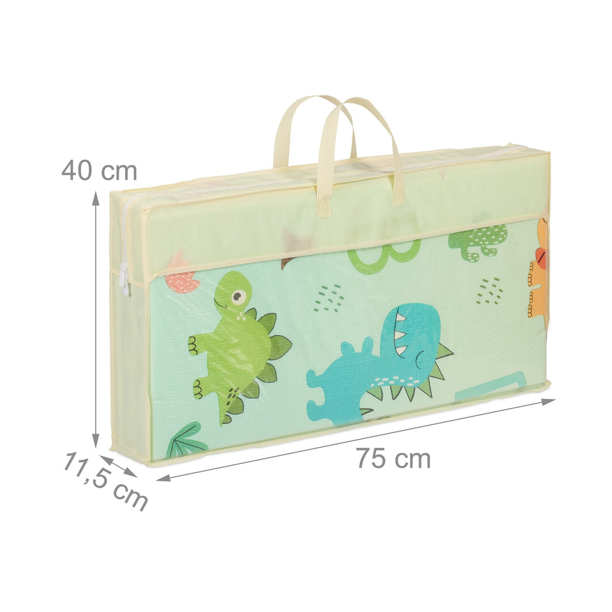 Foldable play mat with dinosaur and train