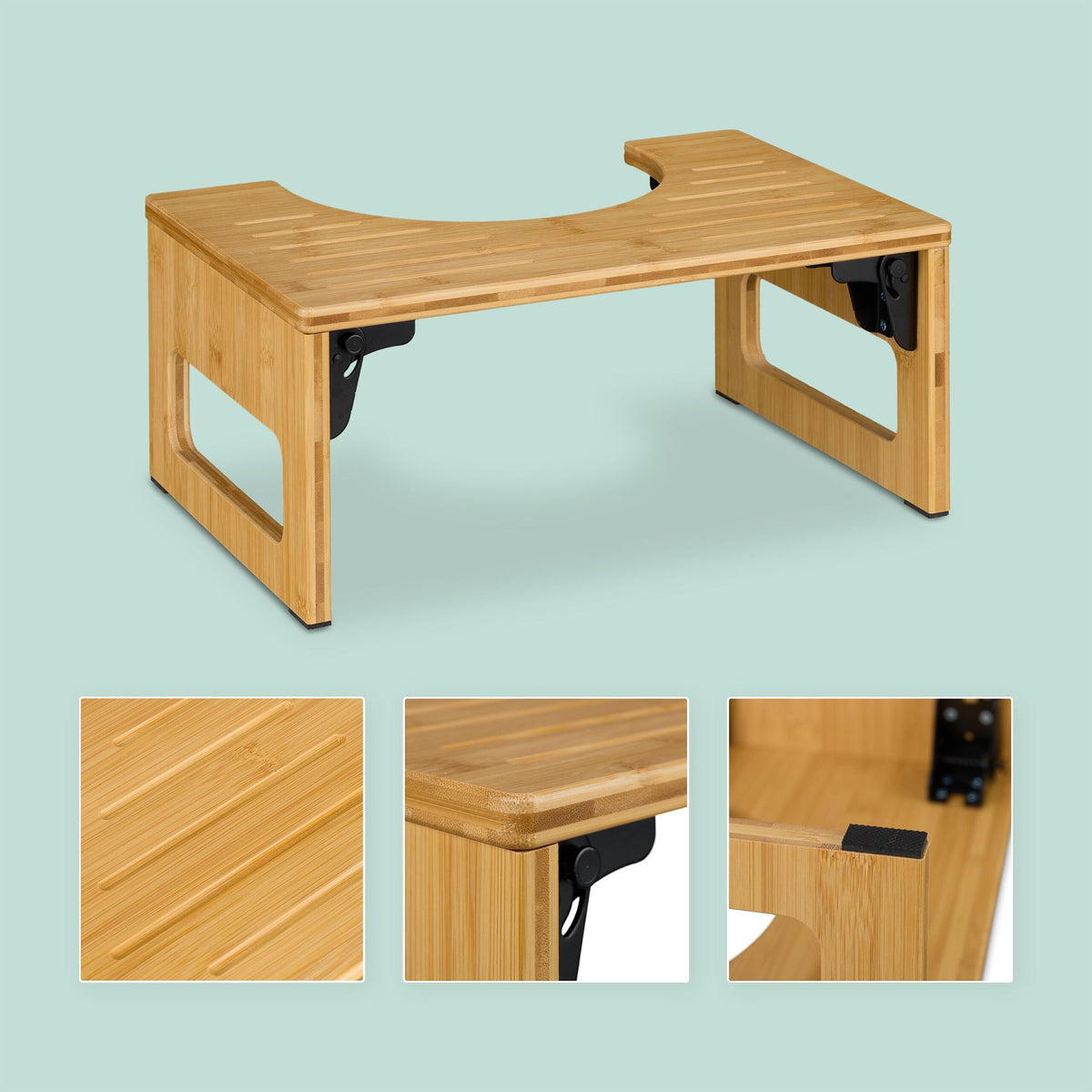 Foldable toilet stool made of bamboo