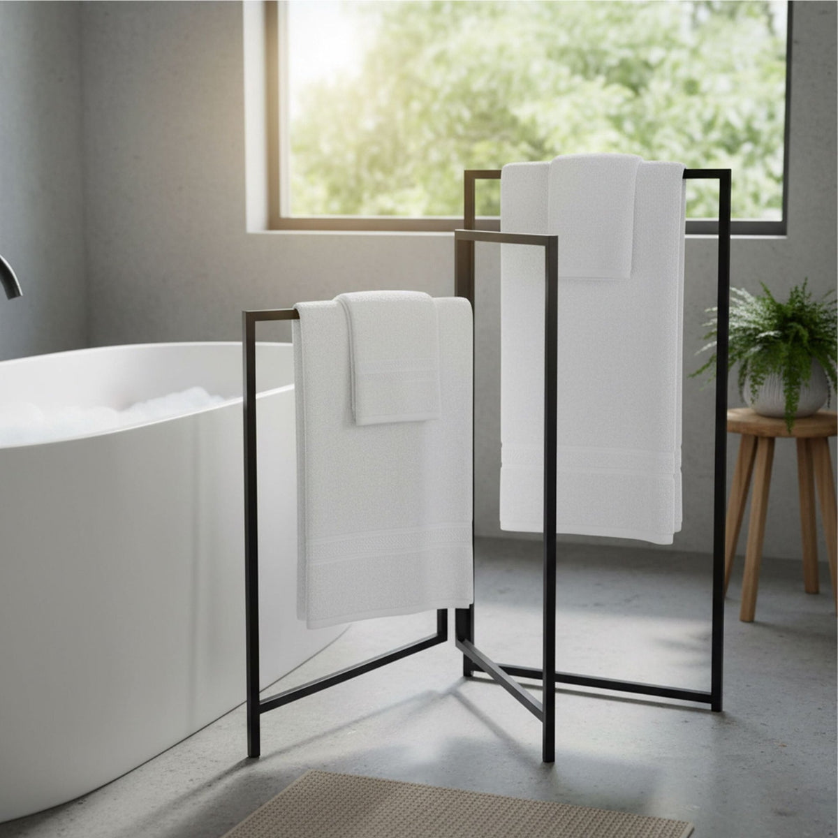 Folding 3-Arm Iron Towel Rack – Space-Saving, Freestanding