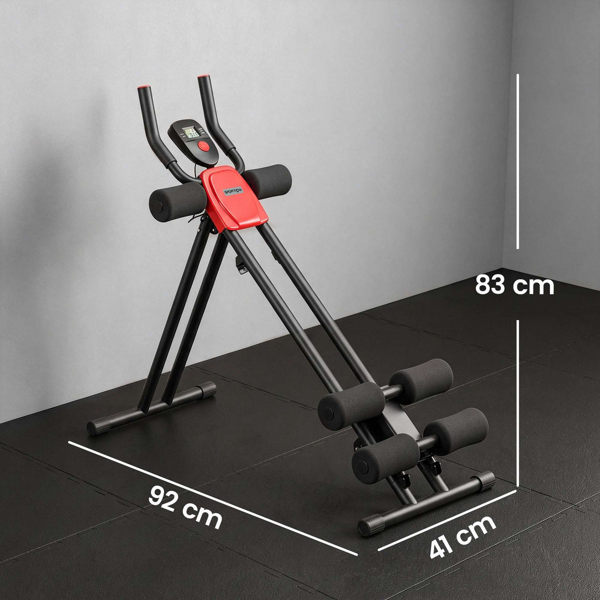 Folding Ab Trainer with LCD Display, Steel, Red, 120 kg Capacity