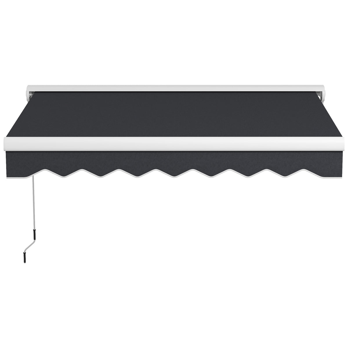 Folding Arm Awning 2.5X2M Electric Awning With Hand Crank And Remote Control, Wall Mounting Sun Canopy, Aluminum, Grey