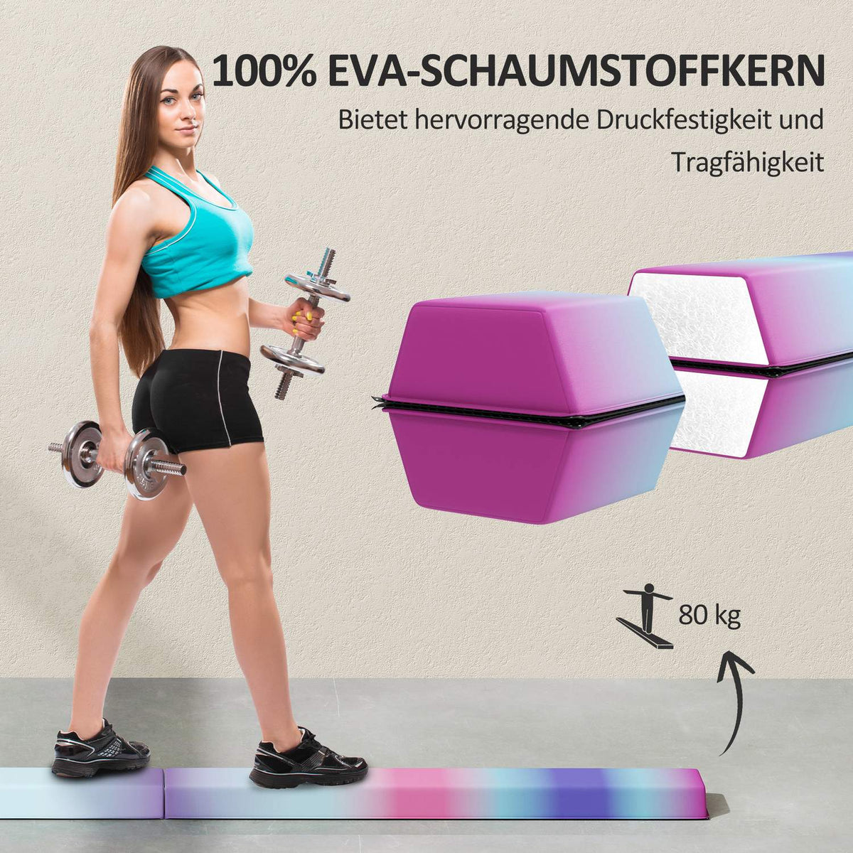 Folding Balance Beam, EVA Foam, 10cm Wide, Non-Slip