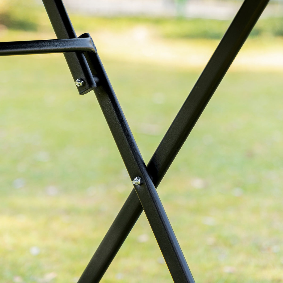 Folding Balcony Set For 2 People Seating Group Table 2 Chairs Metal Mesh Black Gray