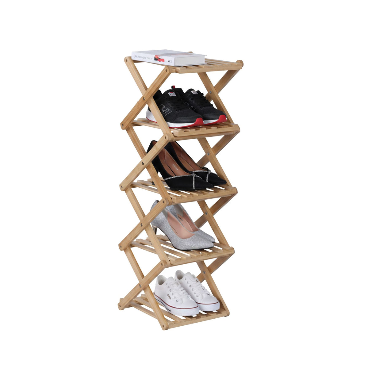 Folding Bamboo Shoe Rack – Vertical, Space-Saving Design