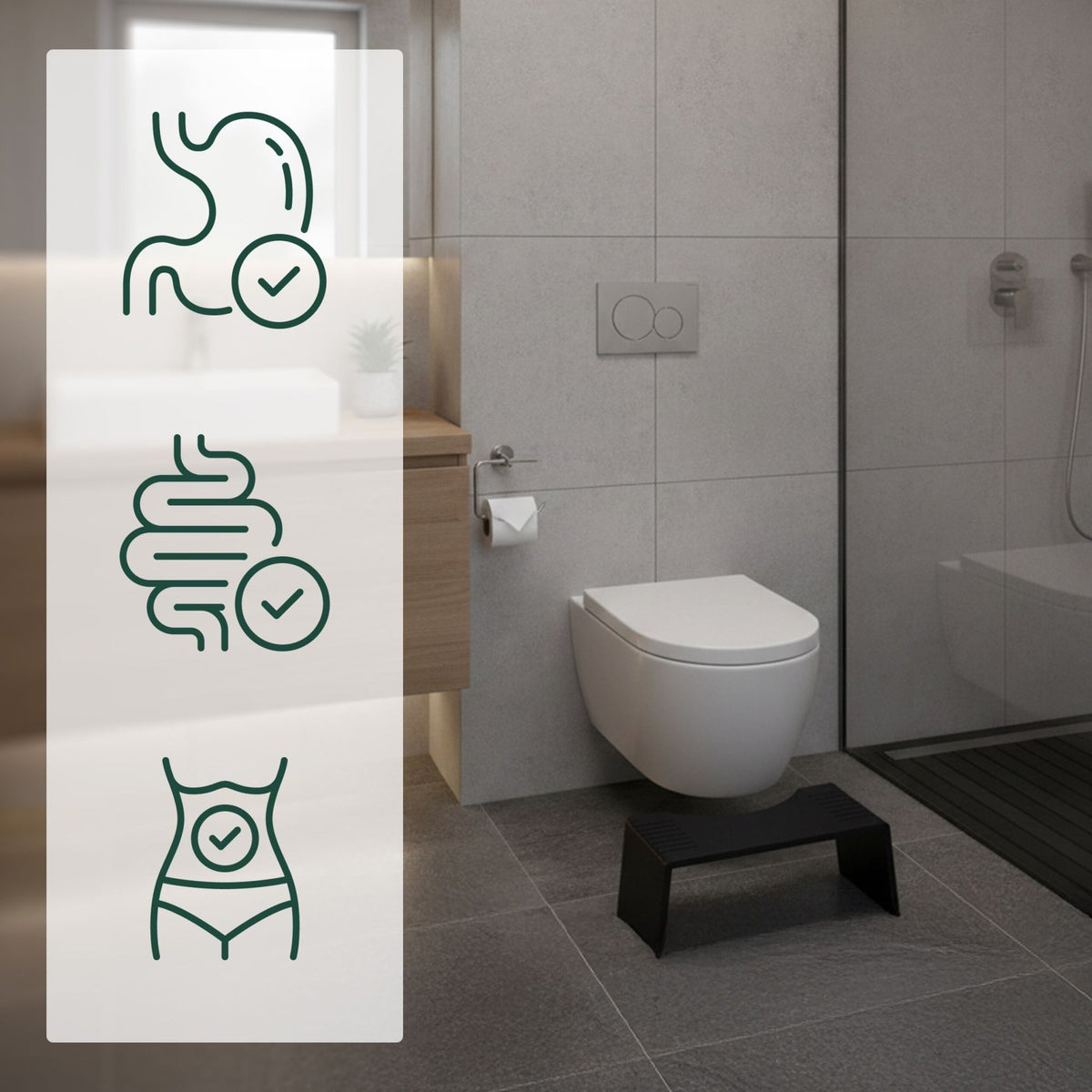 Folding Bamboo Toilet Stool – Non-Slip, Space-Saving