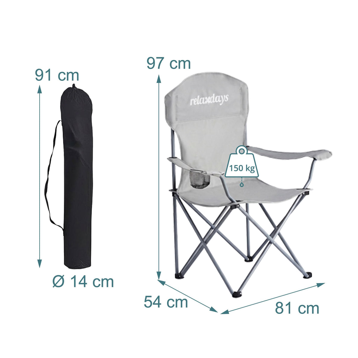 Folding Camping Chairs, Set of 2, Carry Bag, Cup Holder