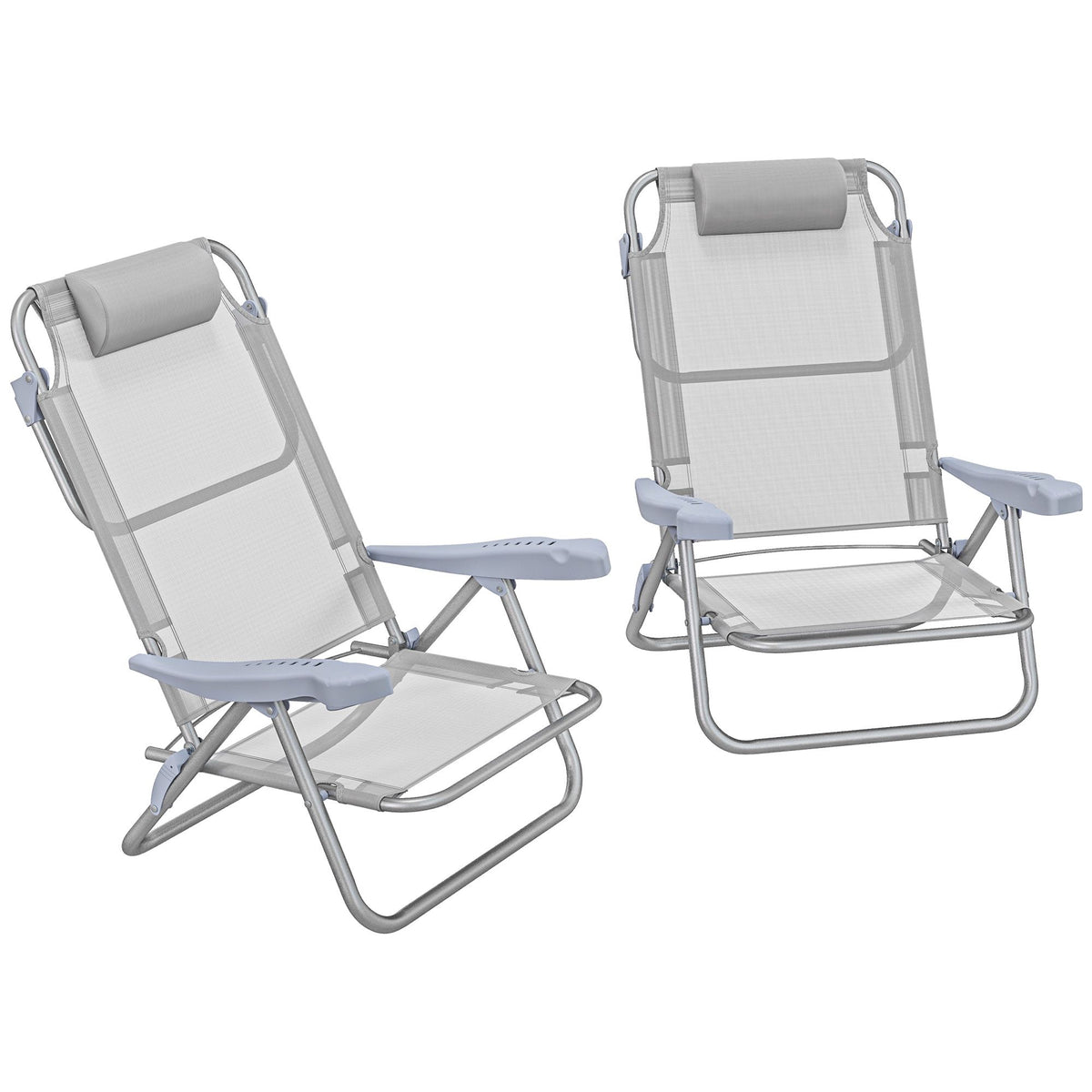 Folding Camping Chairs Set of 2 with Adjustable Backrest